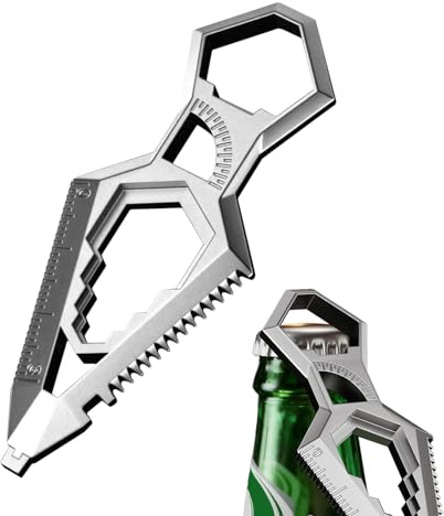 Multi-purpose Keychain, Bottle Opener Wheel Cutter Key, Multifunction Stainless Steel Keychain Cutter Screwdriver, for Work Camping Survival Hiking Outdoor Car