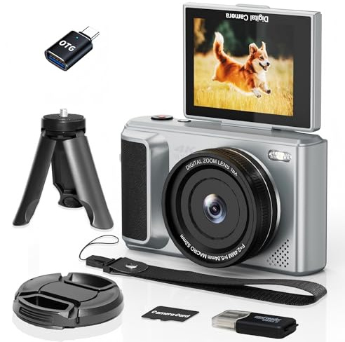 ARNNSSIEN 4K Digitalkamera med 180° vridbar skärm, kompakt 2,8-tums Kompakt Kamera för Resor, 16X Zoom, Resevänlig design, Inbyggt 1500 mAh-batteri för 2 timmars inspelning, Y1
