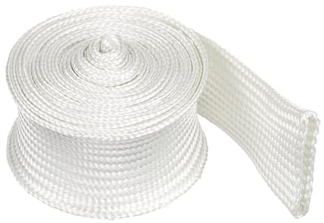 QUARKZMAN Guaina Intrecciata 2 Metri X 40mm Guaina Cavi In Fibre Di Vetro Ad Alta Temperatura Per Cavi Automobilistici Domestici E Per Ufficio Gestione Cavi Video Protezione Cavi Bianco