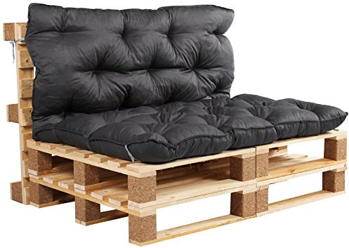 Ambientehome Palettenkissen mit Rückenlehne ca. 120 x 140 x 10 cm Europalette Auflage, Grau, 20064