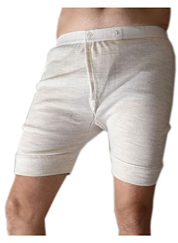 BODYPERFECT Mutanda a Gamba Corta Uomo in Lana con Bottone Intimo Invernale Funzionali Sottopantaloni Termici Small