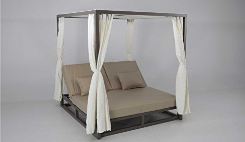 Almargarden Balinesbett Chill Out Aluminium braun gepolstert Nautico Beige Zanzibar