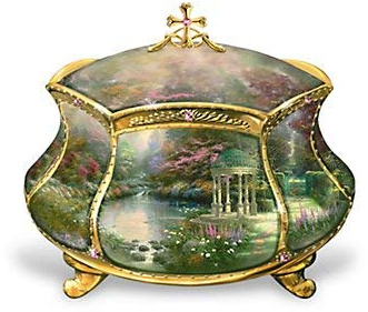 The Bradford Exchange Thomas Kinkade 'Garden Of Prayer' Music Box - Quotation from the Bible on lid - 22-Carat Gold-plated Accents, Hand-Set Bavarian Crystal - Plays A Musical Tune.