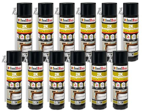Isolbau 2K Montageschaum B2 Zargenschaum - Premium PU-Schnellschaum für Türen, Fenster, Dämmung & Montage - 12 x 400 ml