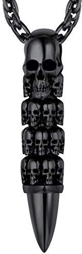 FaithHeart Punk Totenkopf Anhänger für Herren Jungen, Kette mit Patro Skull Anhänger, Retro Skull Anhänger, Gotisches Totenkopf Geschenke für Halloween Weihnachten Geburtstag