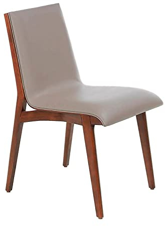 Angel Cerda - Silla Comedor Tapizada en Polipiel Visón con Patas de Madera Maciza de Nogal - Diseño Moderno y Sencillo - Estilo y Confort para Salones, Comedores y Cocinas - 46 x 59 x 82cm
