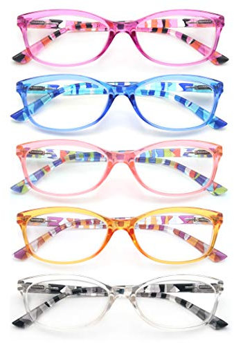 HEEYYOK Lesebrille Damen Stilvolle Vielfarbig Leser für Frauen Klare Linse Komfort Federscharnierefur mit Tasche