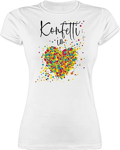 Shirtracer - Shirt Damen - & Fasching - Konfetti im Herzen I Confetti Herz I Konfetti für Alle Karneval Köln