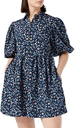 Louche Georgia-Animal-Blues Robe, Bleu Marine, 44 Femme
