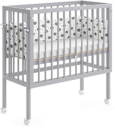 VitaliSpa Beistellbett Sophie, Grau, 94 x 42.5 cm 2 Seitenschienen, höhenverstellbar mit Rollen und Befestigung am Elternbett