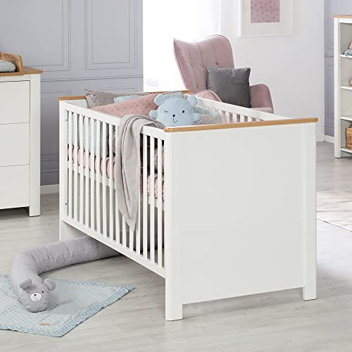 roba Kombi-Kinderbett 'Ava' 70 x1 40 cm, Babybett umbaubar zum Juniorbett, weiß, Dekor in 'Artisan Eiche'