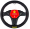 MOMO - Funda de Volante Easy Universal, Antideslizante, Lavable y Resistente, Medidas 38-39 cm, Diseño Deportivo con Logo, Color Negro y Rojo