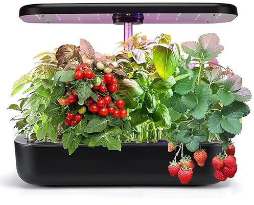 Sistema de cultivo hidropónico ajustable en altura,Kit de inicio de planta de germinación de sincronización automática para interiores,Kit de jardín de hierbas interiores con luz LED de 36 W