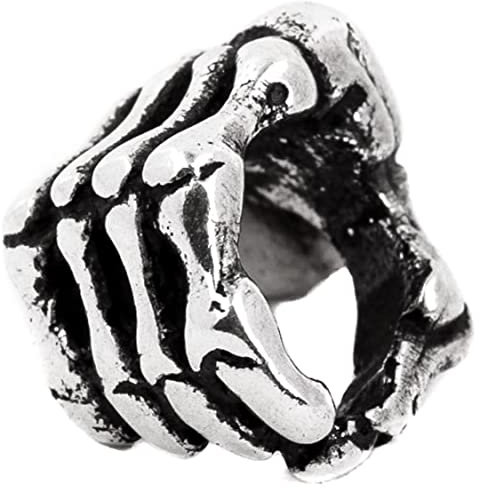 Windalf Gothic Haarperle Bartschmuck KRASSO 13 mm Knochenhand Zombihand 925 Sterlingsilber