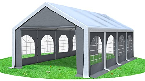 Stabilezelte Partyzelt 4x8m Modular Professional PVC 500 g/m² mit Fenster Weiss GRAU