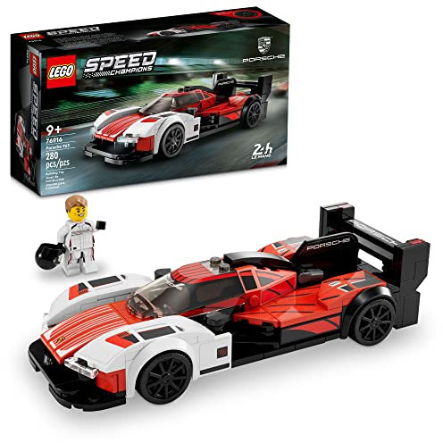 LEGO Speed Champions Porsche 963 76916, kit di costruzione di auto da corsa, giocattolo per bambini, set da collezione 2023 con minifigure del conducente