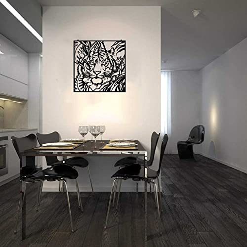 Exquisite Wandskulptur, Kunst-Dekor, quadratisch, Metall, Schwarzer Tiger, Wandkunst, Skulptur, Dekorationen für Zuhause, Büro, Tier, Metallkunst, Wandbehang, Dekoration, Kunstwerk, rustikale Lodge-De