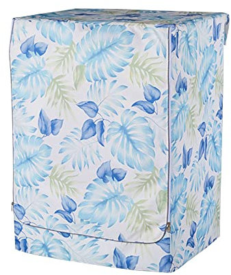 Odot Washer Dustproof Cover Front Load, Washing Machine Dryer Protector Sunscreen Waterproof Tumble Dryer Case Protective Cover for Most Front Loadi (blue leaf,L)
