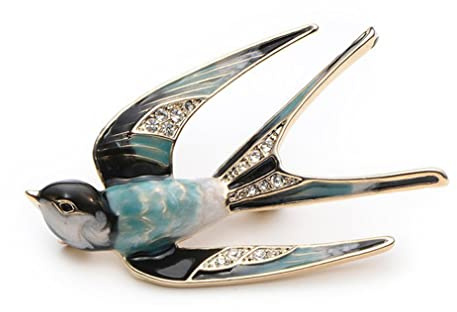 Élégante broche hirondelle avec diamant – Accessoire de corsage de fête de banquet de mariage