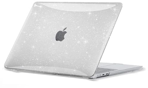 EooCoo Fodral kompatibelt med Macbook Air 15 tum M5 A3448 M4 A3241 M3 A3114 M2 A2941 med Touch ID, 2026 2025-2023 Släpp, Hårt skal av plast, Slät Glänsande Yta, Glitter Klar