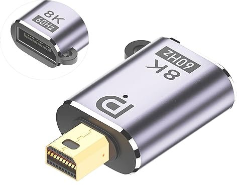 SHANFEILU Mini DP a DP adattatore Mini DisplayPort 1.4 adattatore 8K @ 60Hz Mini DP maschio a DP femmina estendere connettore con foro e indicatore LED per proiettore, laptop, monitor HDTV