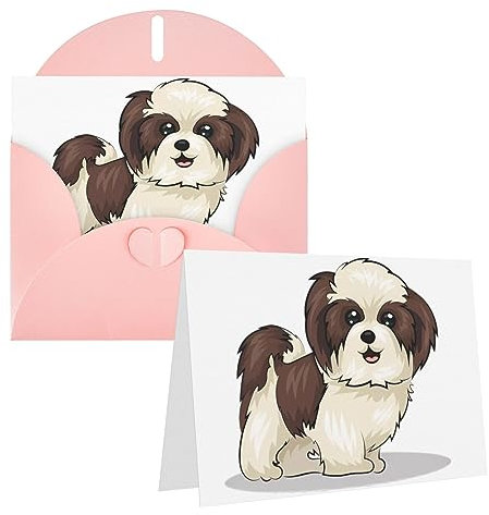 Shih Tzu Hunde-Grußkarten, Blanko-Karten und Umschläge, Dankeskarte für Lehrer, Glückwunschkarte zum neuen Zuhause, Geburtstagskarte, schöne Urlaubskarte