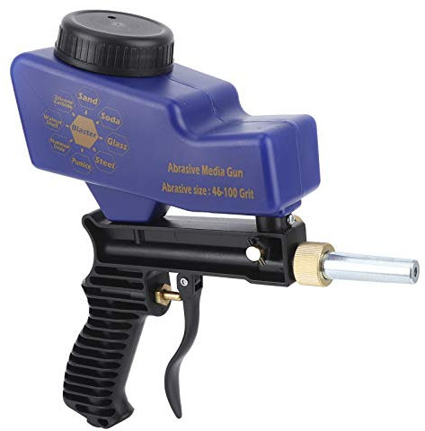 Fockety Sandstrahlpistole, 150 PSI Multi Media für Luftkompressor, Pneumatisches Werkzeug, Farbrostentferner, Sandstrahlpistole für Metall, Holz, Glasätzung, Aluminium, (Blau)