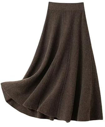 Strickrock Damen Herbst- Und Winter -Faux -Wollrock Für Frauen Mit Hoher Taille Gestrickter Rock Moderock-Kaffee ﻿