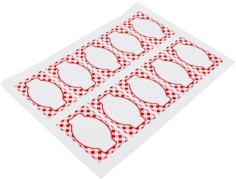Jam Jar Labels Red and White Gingham Style Pack of 40 Labels
