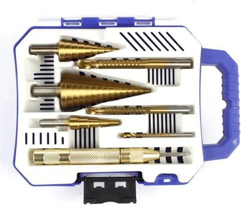 AVIMYA HSS-Stufenbohrer mit gerader Nut und Titanbeschichtung, konischer Lochschneider, automatischer Körner-Spiral-Spiralsägen-Bohrer (Color : 1 Set)