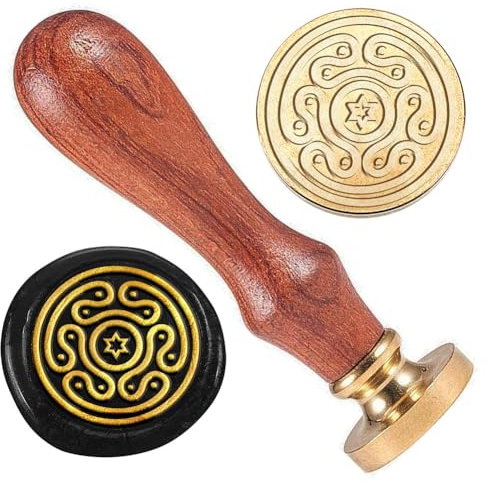 DELORIGIN Göttin Hekate Symbol Wachsstempel Wellen Wachs Siegelstempel 25 mm Messingkopfstempel Retro Wachs Siegelstempel Für Geschenkverpackungen Umschläge Karten Briefe Weinpakete