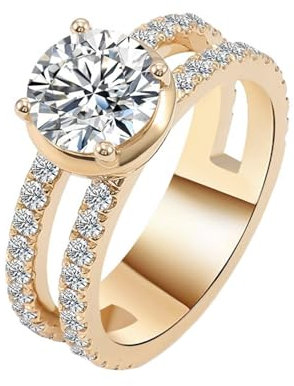 Epinki Echte Goldschmuck, 750 Gold Ringe, Klassiker Hochzeitsband mit Rund 1ct Moissanit, 18K Gold Antragsring Trauringe Gr.54 (17.2)