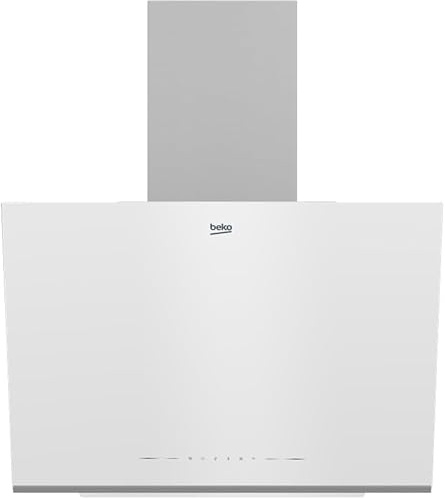 Beko Dekorative Haube 60 cm, 3-Gang +1 intensiv, Kapazität von 220 bis 720 m³/h, Kohlefilter, Weißglas, (intern und extrnal recycelt), Touch-Steuerung, BHCA66741BWHSE