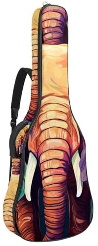 Tasche für Akustikgitarren, groß, schöne Gitarrenkoffer, passend für 101,6 cm, 101,6 cm, wasserdichte Gitarrentasche mit verbessertem Schutz und effizienter Aufbewahrung, bunter Elefant, mehrfarbig,