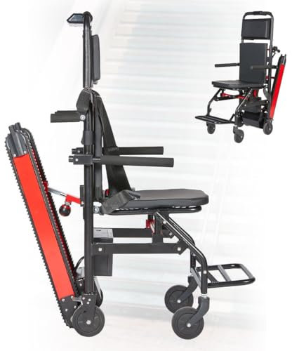 DGHKB Sube-Escaleras Eléctrico sobre Orugas,Sube-Escaleras Eléctrico con Carretilla De Mano,Silla De Ruedas para Subir Escaleras para Pacientes De Edad Avanzada,Carga Segura 165 Kg/373 Lbs A