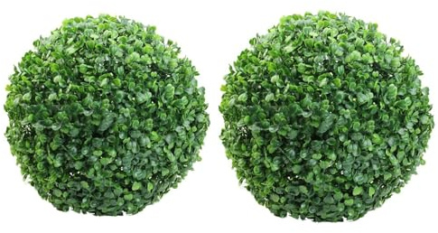 2 Stück Künstliche Pflanzen Topiary Kugeln, 30 cm Kunststoff Pflanzenkugel mit Zwei Hälften, Pflanzen Gras Kugel für Zuhause, Hochzeit, Party, Dekoration