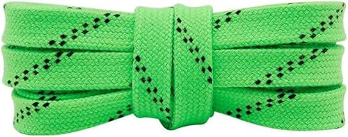 Uteruik Flache Schnürsenkel für Eishockeyschuhe, 1 cm breit, Grün, Sport, Eishockeyschuhe, Saiten, Stiefel, Seile für Kinder und Erwachsene, 305 cm, 1 Paar, grün, 305cm