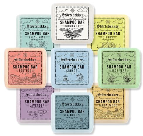 Störtebekker® Premium Festes Shampoo Probierset (9 Düfte) - Handgefertigtes, veganes Shampoo für Herren & Damen - Wohlduftende Duschpflege für Haut und Haar - Festes Feuchtigkeitsshampoo