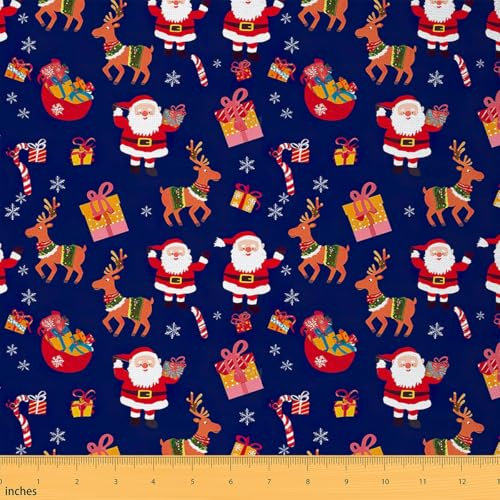 Loussiesd Frohe Weihnachten Stoff 460x150cm Weihnachtsmann Stoffpaket Ultra Weihnachten Hirsch Elch Dekor Partei Klassische Dekostoff Urlaub Geschenk Patchwork Stoffe Weihnachten Schneeflocke