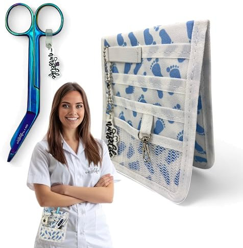Pack protège-poches et ciseaux | Tous ne sont pas pareils | Organisateur de poche infirmière | Infirmière en détresse - Cadeau original | Pour ranger des ciseaux et accessoires (Blanc petits poissons