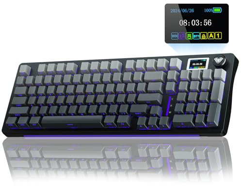 AULA S98 Pro Mechanical Gaming Keyboard,BT5.0/2.4GHz/USB-C Wireless Mechanical Keyboards with LCD Screen,Knob,Side Printed,RGB Backlight,Hot Swappable Custom Keyboard for PC/Mac/Office/Gaming (Black)