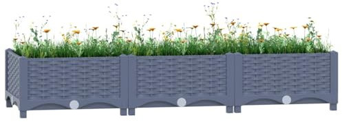 Somanki Hochbeet 120x40x23 cm Polypropylen, Palettenrahmen, Hochteich, Gemüsebeet, Kräuterregal Balkon, Blumenbeet, Kräuterspirale, Tomatenbeet, Pflanzhochbeet - 310399