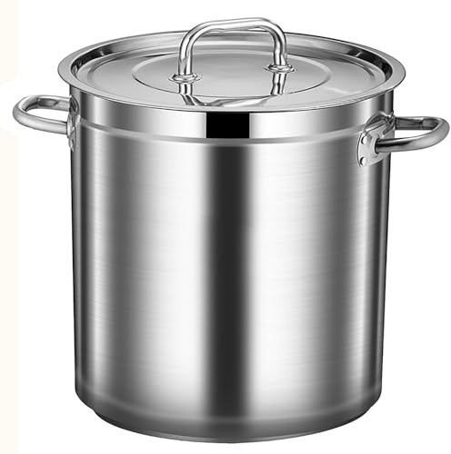 Genérico Cubo para Sopa, Olla de Acero Inoxidable Resistente para inducción con Tapa y Asas remachadas, para Catering de Grandes Grupos y Eventos (un Color, 71 l)
