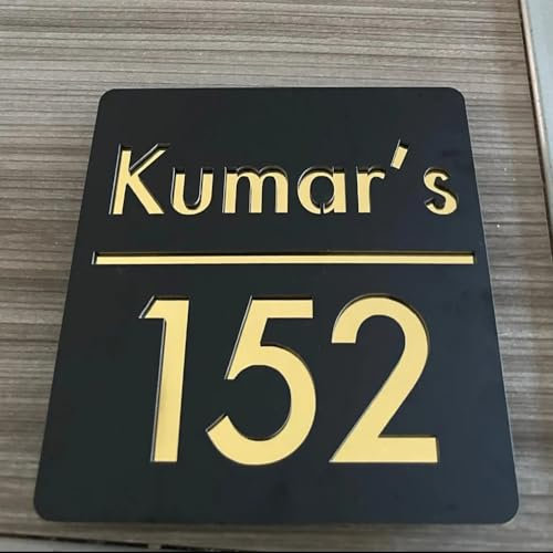 House Numbers Plaques,Door Numbers Personalized Acrylic House Number Matt Black Modern Outdoor Door Sign House Address Plaque Laser Cut 3d Custom Floating Number(Black silver,30cm (12 inch))