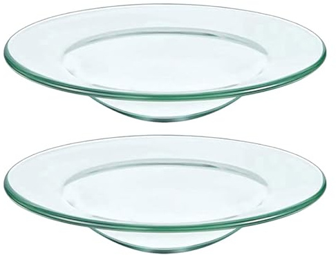 BESTYASH Lot De 2 Plat De Remplacement Pour Chauffe-Cire En Verre Transparent 2.95 Pouces Plat En Verre Pour Huiles Essentielles Pour Fondant Cire Parfumée Et Brûleur Parfum Facile À Nettoyer