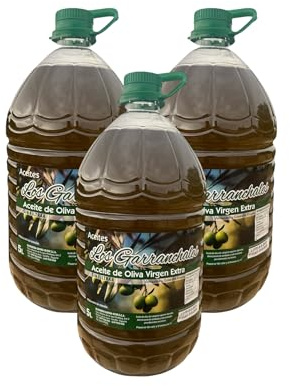 Aceite de Oliva Virgen Extra Artesano Los Garranchales – Sin Filtrar, Prensado en Frío, de Sabor Intenso y Natural, Elaborado en Almazara Propia. (Garrafa 5L, 3, unidad)
