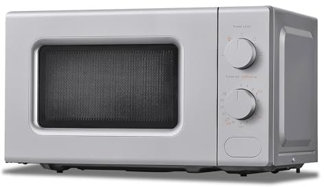 Forno a Microonde Grigio, 20 Litri, 700 W, 5 Livelli di Potenza, Funzione di Scongelamento Rapido, Timer Manuale, Design Compatto