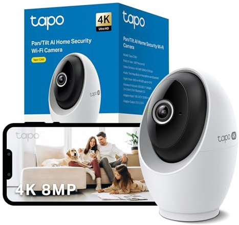 Tapo C260 4K 8MP WiFi Home Security Camera, 18x Digital Zoom, Face Recognition, Smart AI Detection, Indoor CCTV Camera, Night Vision, Wide Range Movement, Works with Alexa & Google & SmartThings