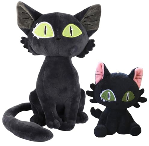 GVMJHYK Katze Kuscheltier, Katze Puppe GefüllteKatze Plüschtier Spielzeug Für Heimdekoration, Weiches Realistisches Plüschtier, Schwarzes Katzenplüschtier, Kuschelkissen zum Schlafen, 2PCS