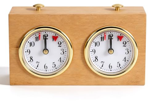 ZAWELIYO Mechanische Schachuhr Holz Timer Retro Analog Schachuhr mit Uhrwerk Laufwerk für Chinesisches Weiqi